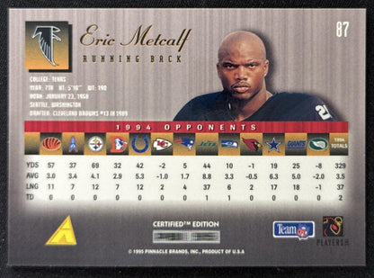 Eric Metcalf 1995 Pinnacle Select Certified Falcons Sports Trading Card