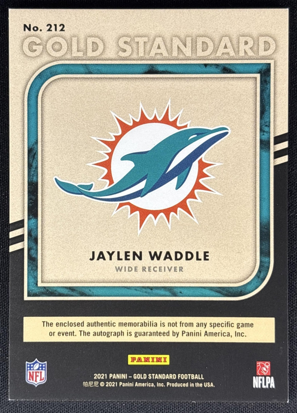 Jaylen Waddle 2021 Panini Gold Standard Rookie Patch Auto RPA /125 Dolphins Sports Trading Cards