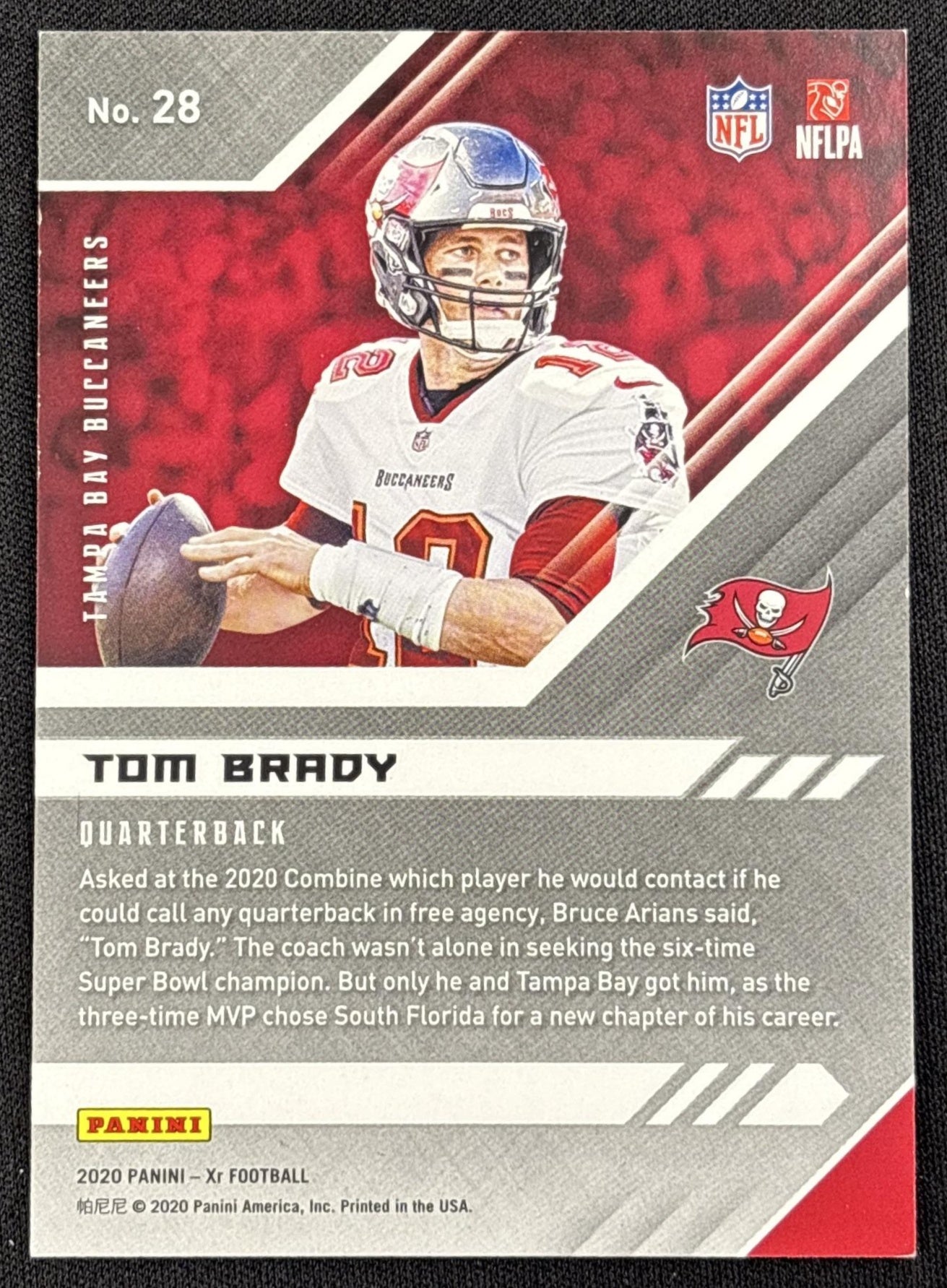 Tom Brady 2020 Panini XR Orange /99 Buccaneers - back