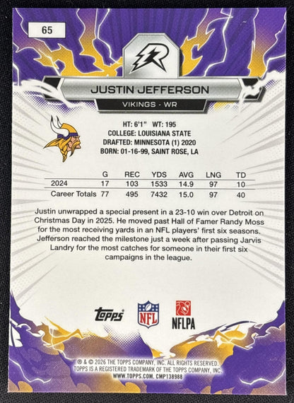 Justin Jefferson 2025 Topps Resurgence Vikings Minnesota Vikings back
