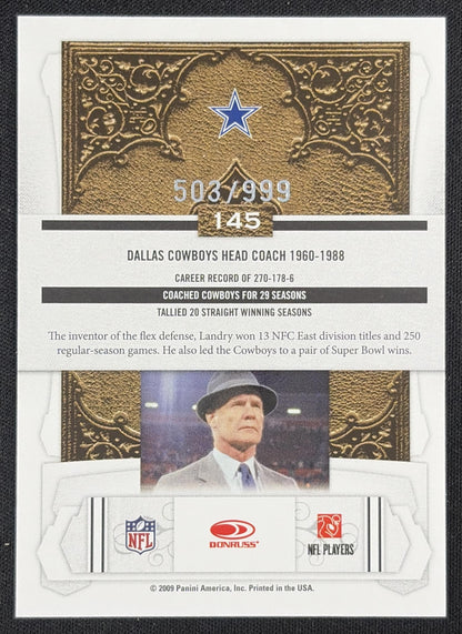 Tom Landry 2009 Panini Donruss Classics /999 Dallas Cowboys