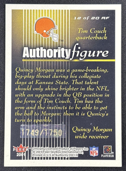 Quincy Morgan Tim Couch 2001 Fleer Authority Figure /1750 Browns