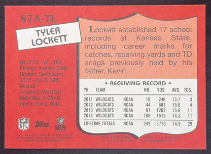 Tyler Lockett 2015 Topps 1987 Super Rookie Auto /250 Seahawks Sports Trading Card