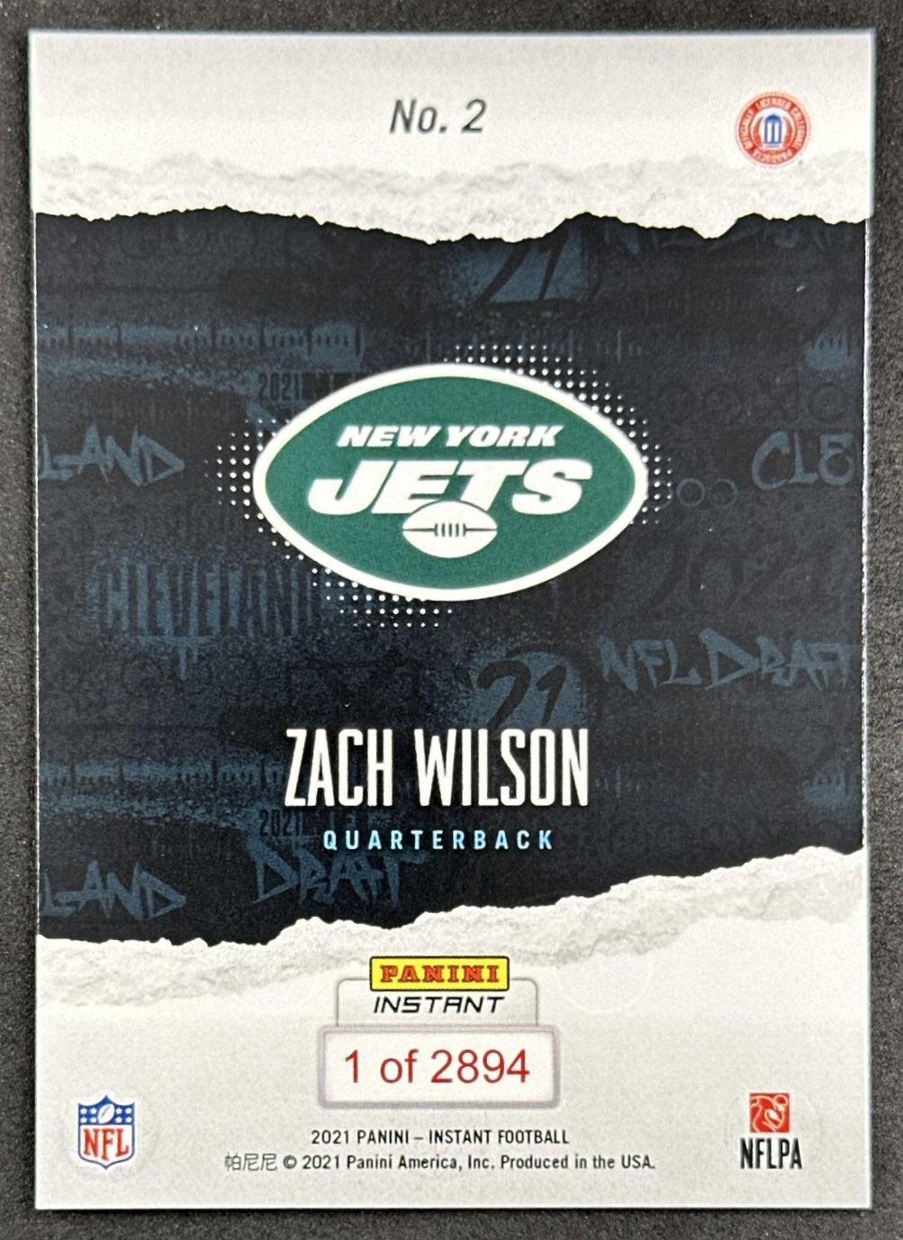 Zach Wilson 2021 Panini Instant NFL Jets back