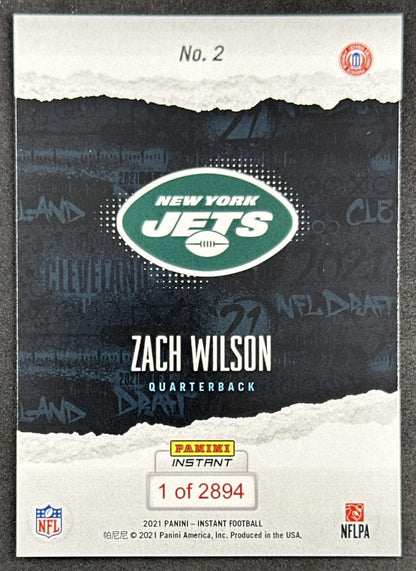 Zach Wilson 2021 Panini Instant NFL Jets back