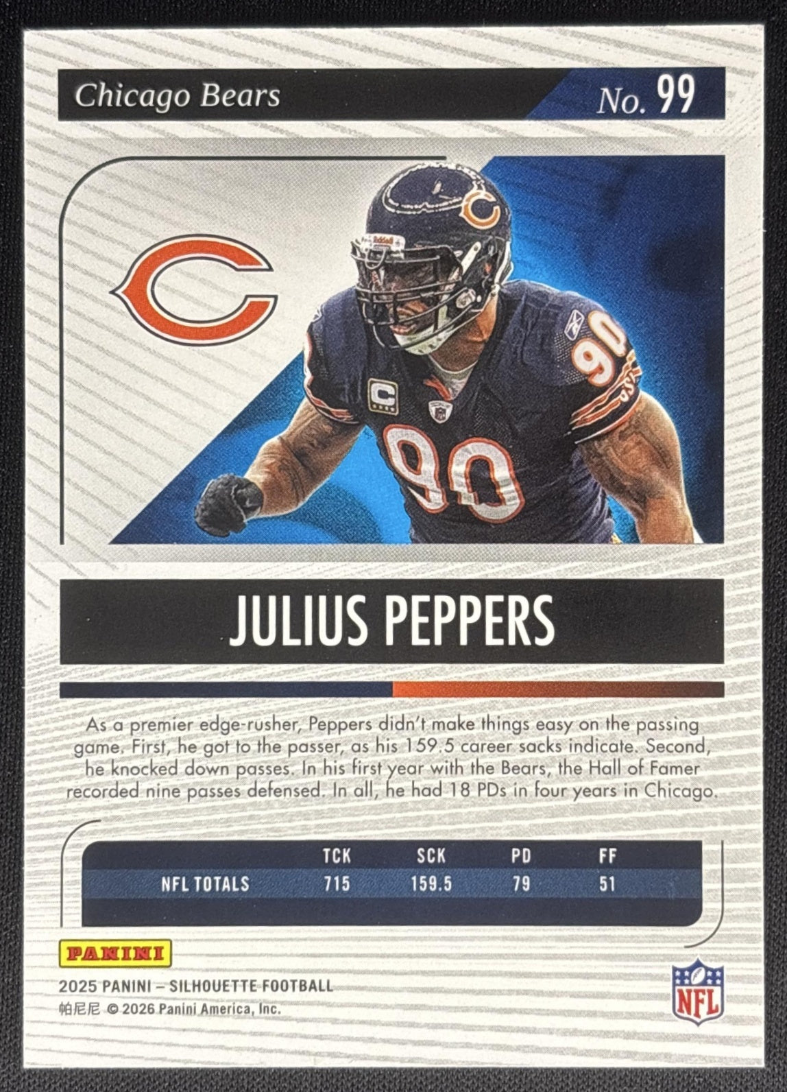 Julius Peppers 2025 Panini Silhouette Holo Silver /149 Bears Sports Trading Cards