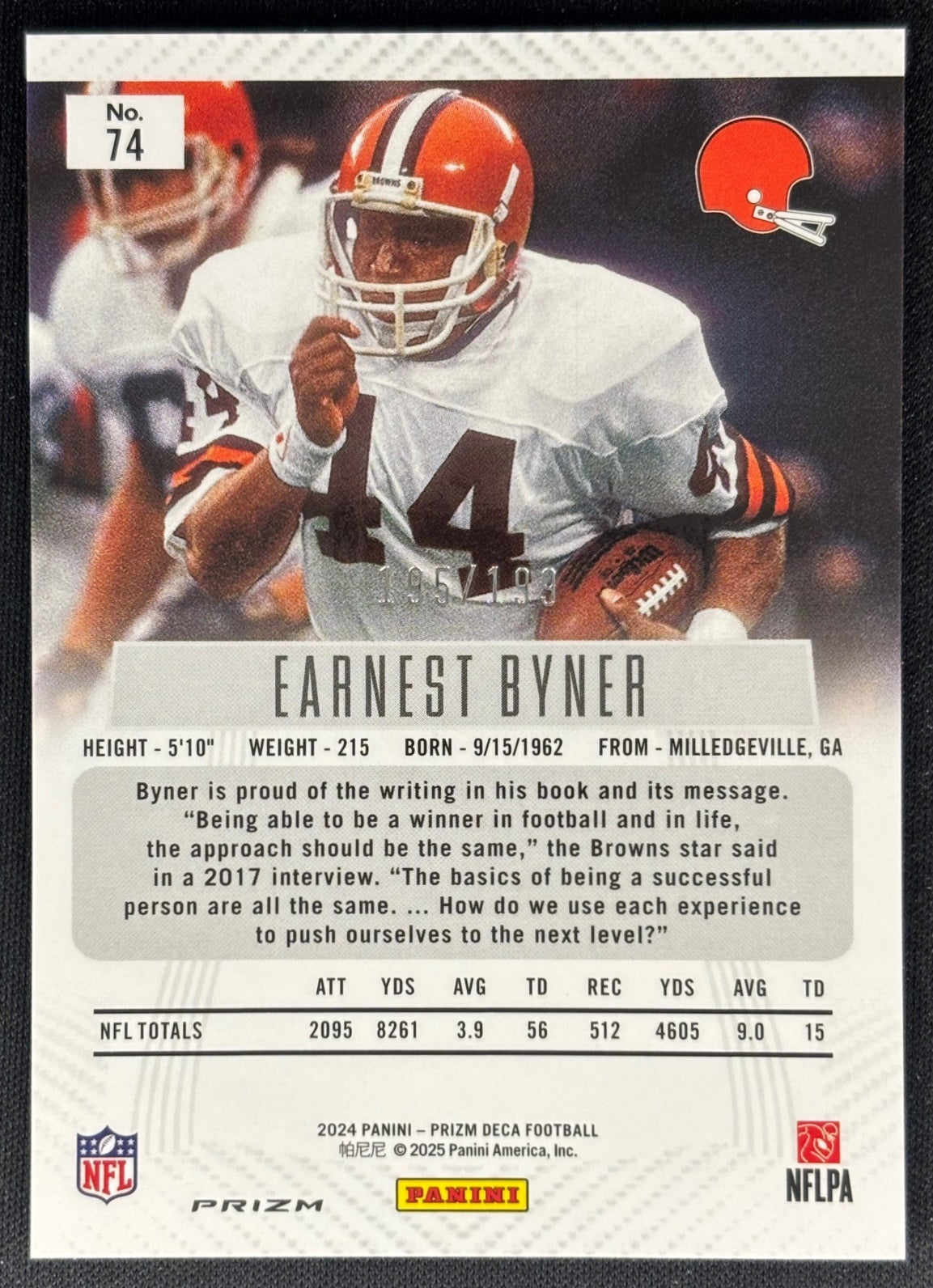 Earnest Byner 2024 Prizm Deca Red /199 Browns - Wayne Collection