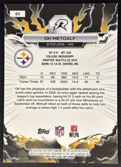 DK Metcalf 2025 Topps Resurgence Steelers Pittsburgh Steelers back