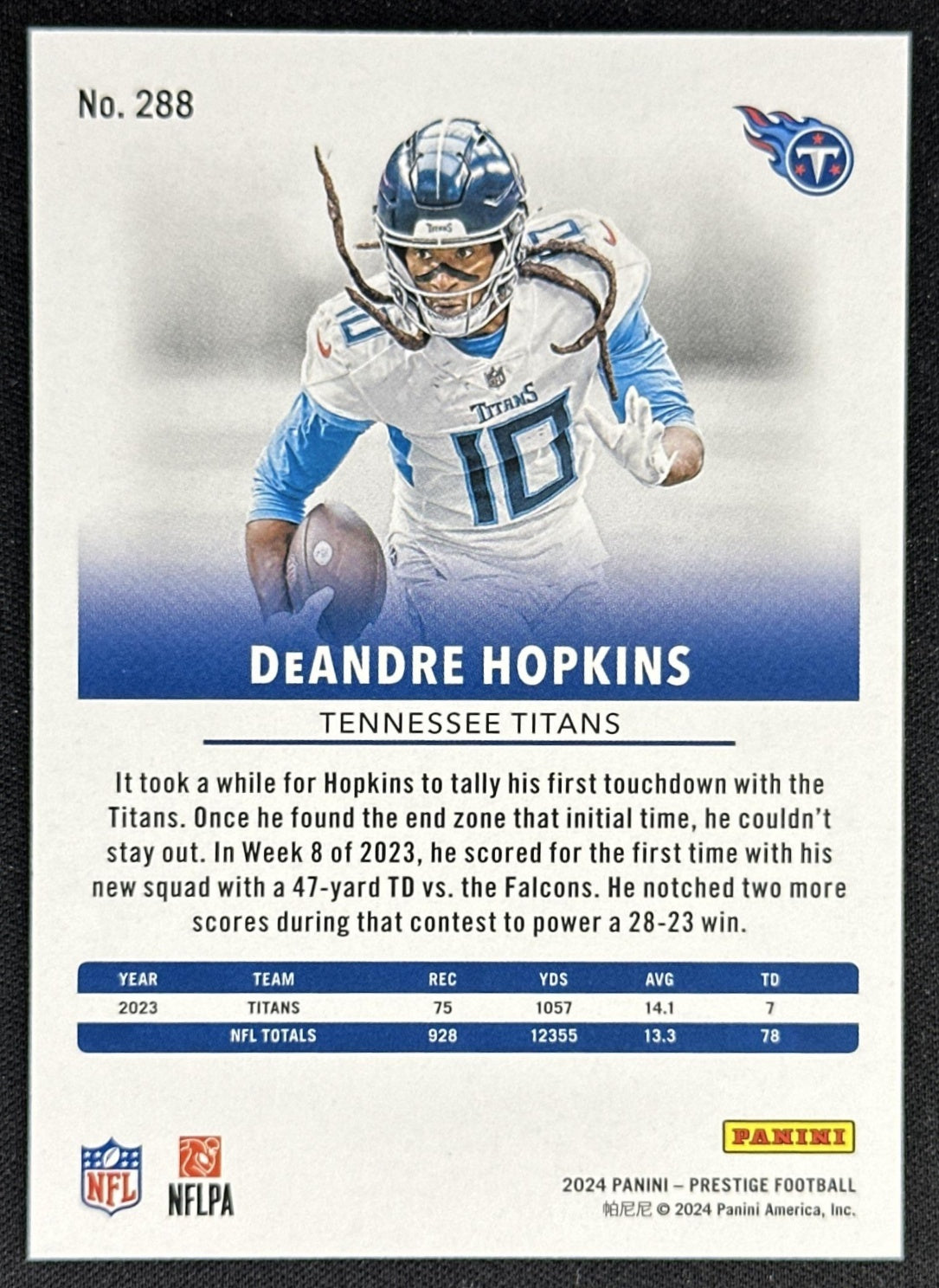 DeAndre Hopkins 2024 Panini Prestige Gold Xtra Points /75 Titans
