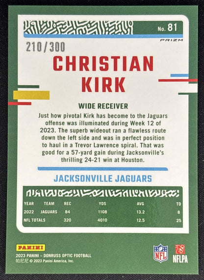 Christian Kirk 2023 Panini Donruss Optic Wave /300 Jaguars back