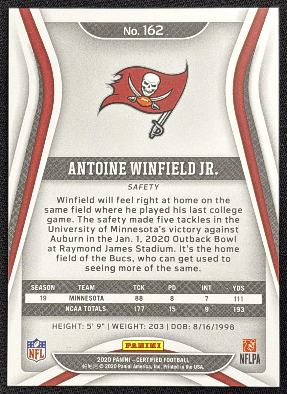Antoine Winfield Jr. 2020 Panini Certified Mirror /299 Buccaneers
