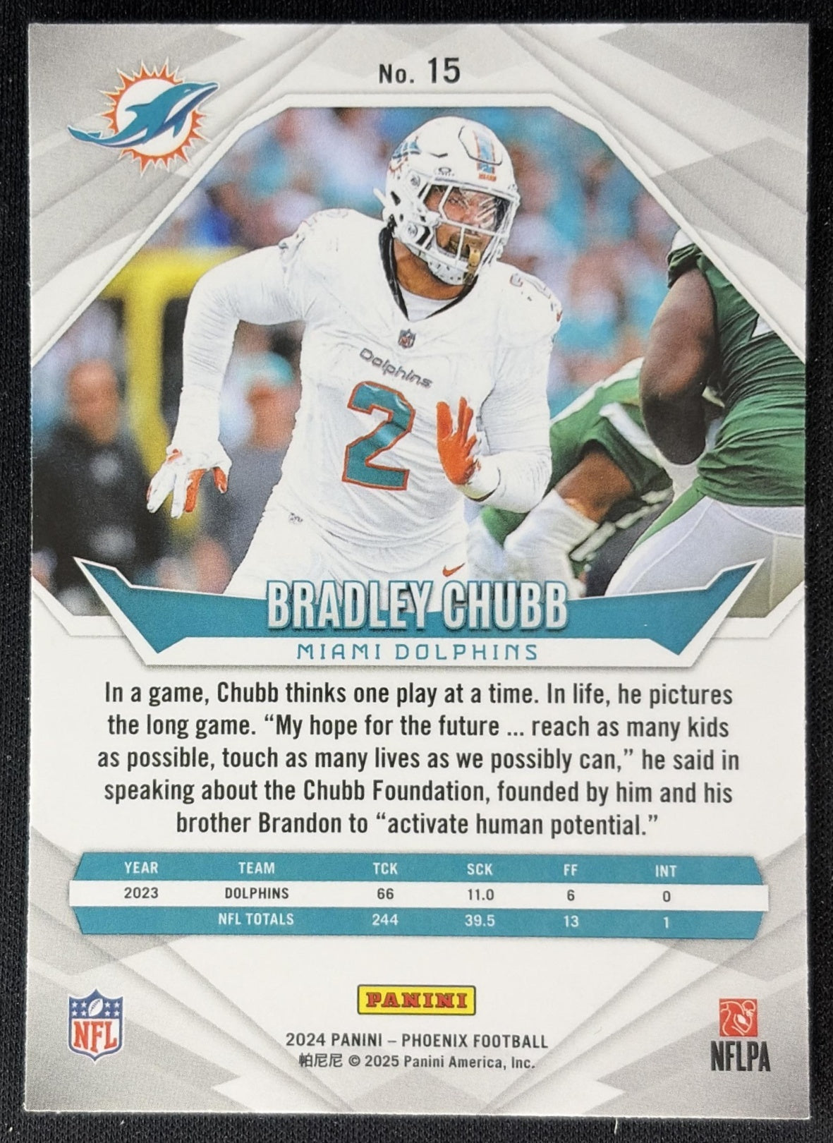Bradley Chubb 2024 Panini Phoenix International Dolphins back