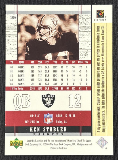 Ken Stabler 2004 Upper Deck Legends /1250 Raiders