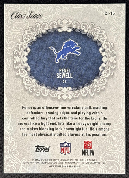 Penei Sewell 2025 Topps Signature Class Icons Lions Sports Trading Cards