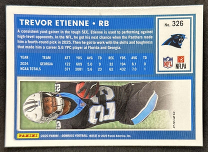 Trevor Etienne 2025 Panini Donruss Optic Rated Rookie Preview Pink Panthers back