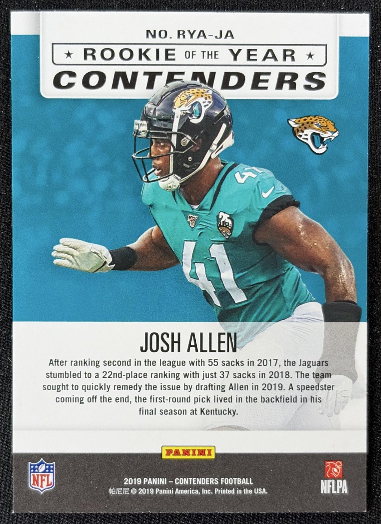 Josh Allen 2019 Panini Contenders Rookie of the Year Jaguars