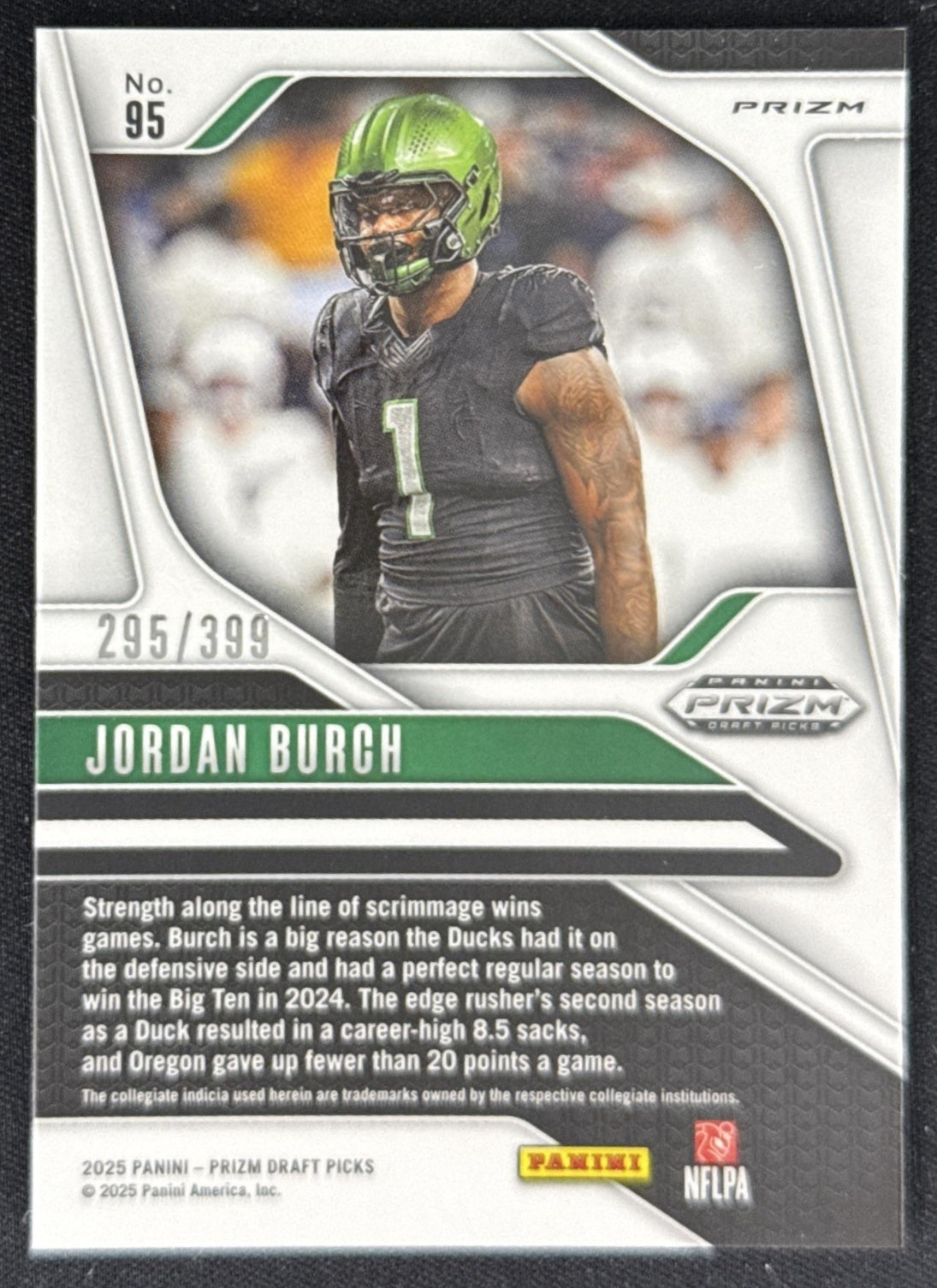 Jordan Burch 2025 Panini Prizm Draft Picks Red /399 Ducks Sports Trading Card