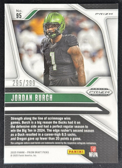 Jordan Burch 2025 Panini Prizm Draft Picks Red /399 Ducks Sports Trading Card