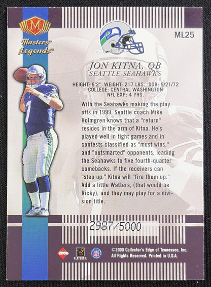 Jon Kitna 2000 Collector's Edge Masters Legends /5000 Seahawks Sports Trading Card
