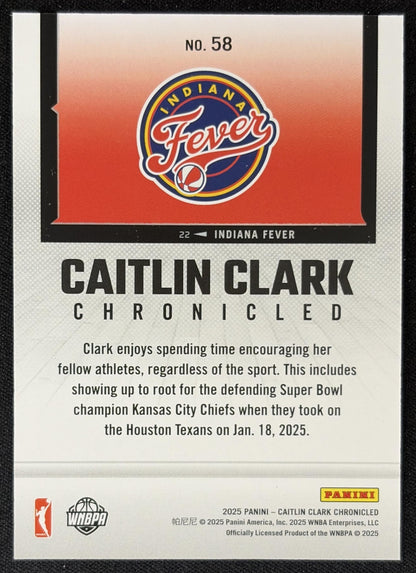 Caitlin Clark 2025 Panini Chronicled Life Style Red Holo Fever 58