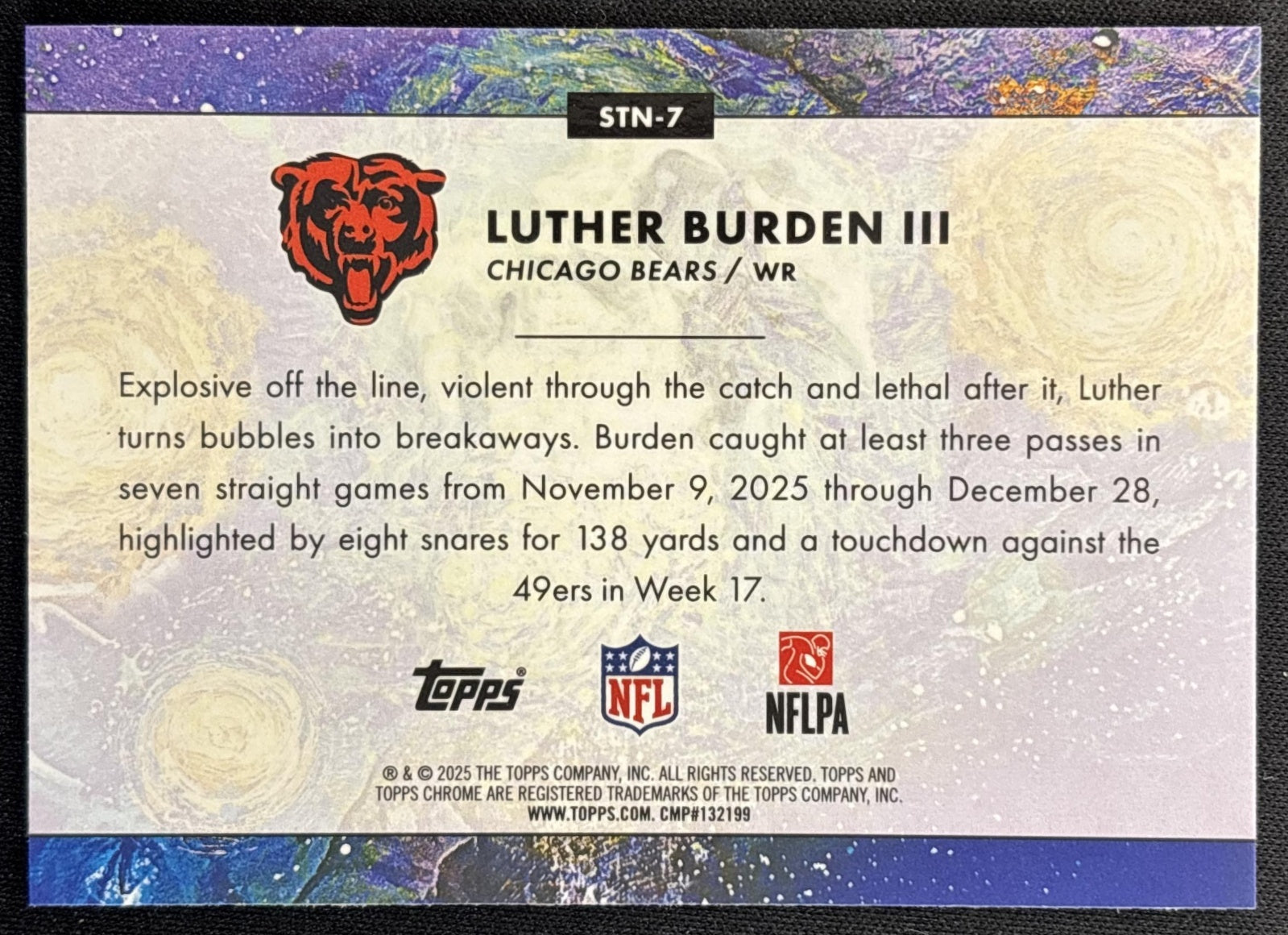 Luther Burden III 2025 Topps Cosmic Chrome Stars In The Night Bears back