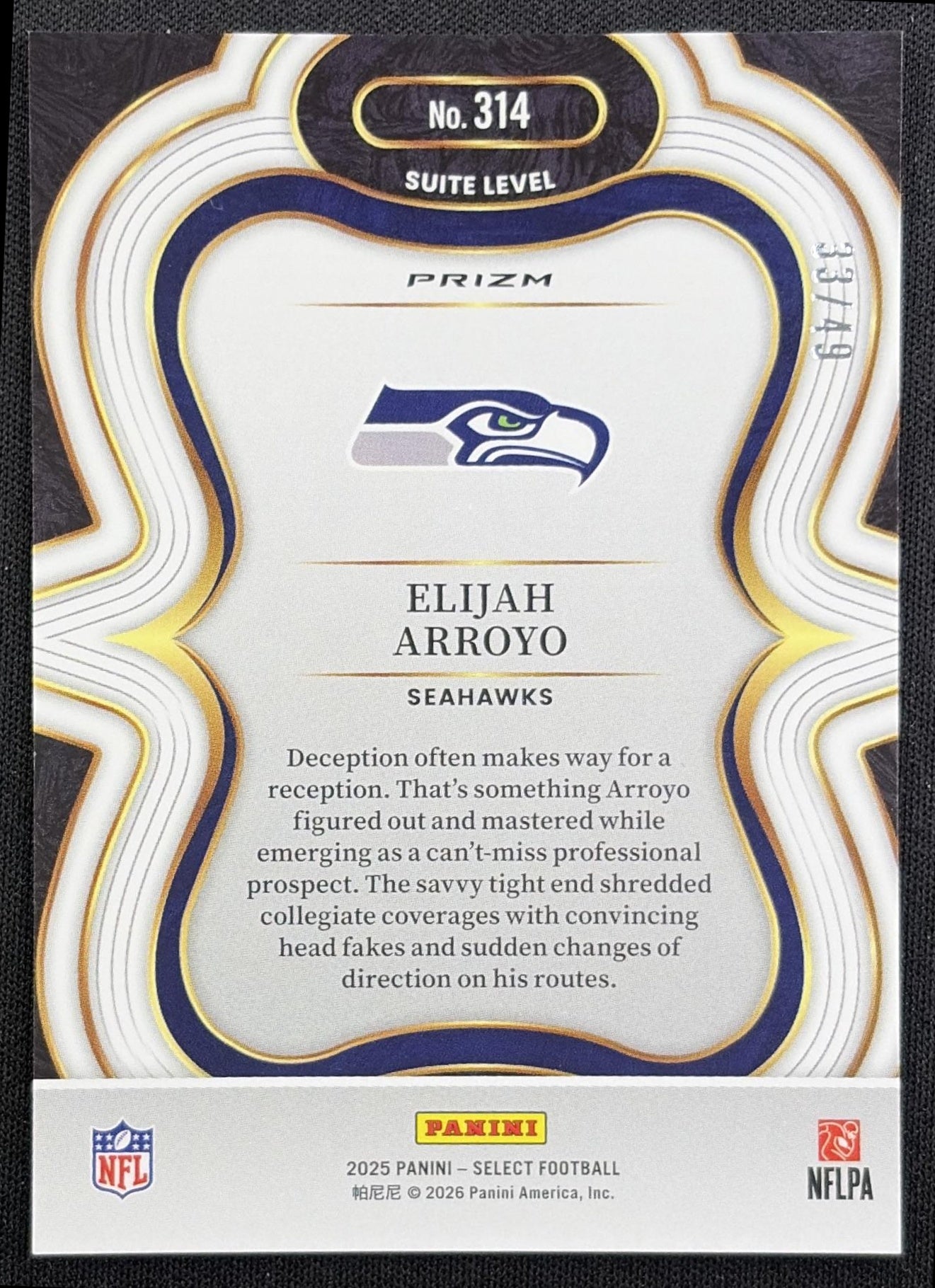 Elijah Arroyo 2025 Panini Select Suite Level Red Prizm /49 Seahawks
