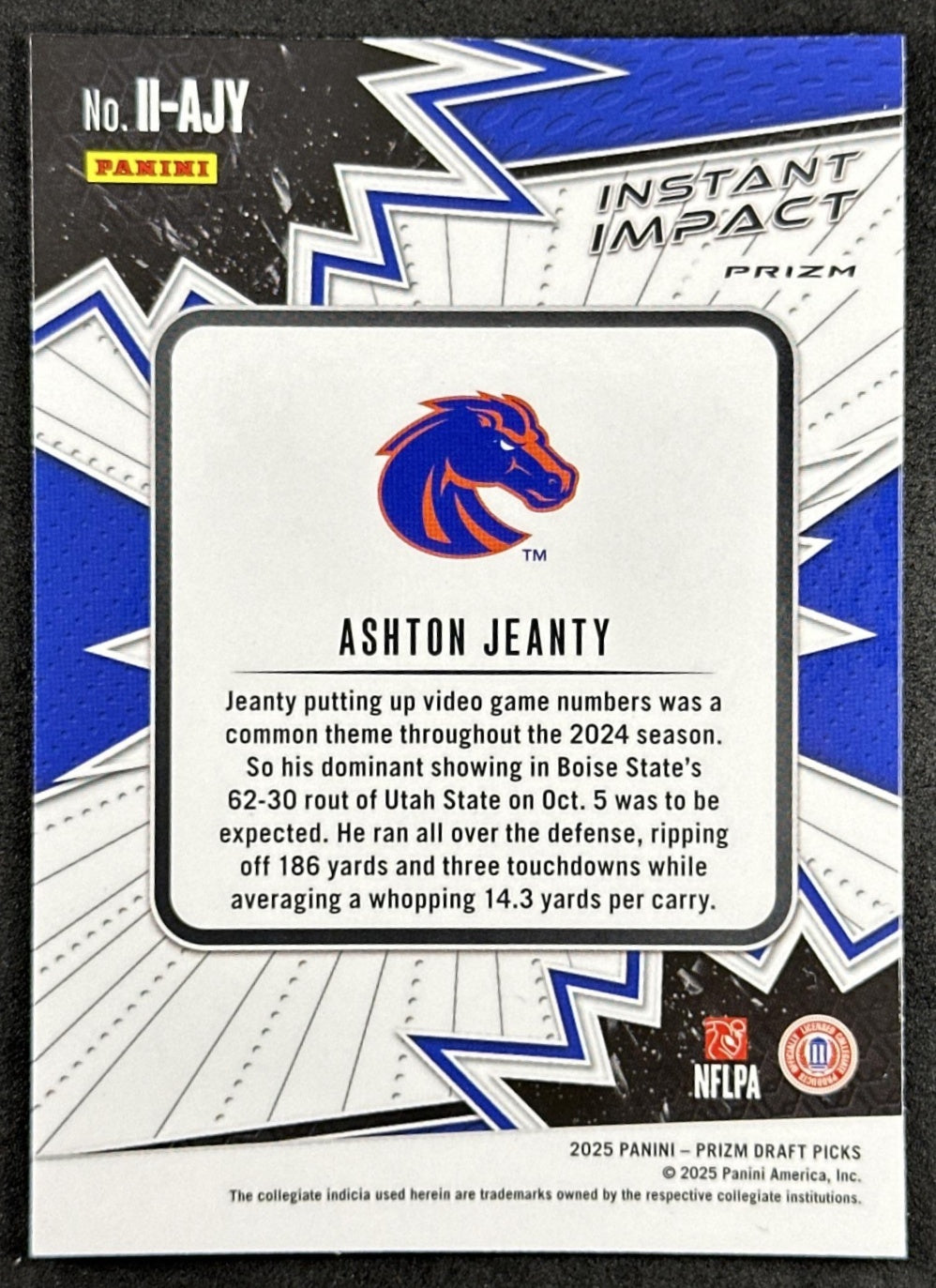 Ashton Jeanty 2025 Panini Prizm Draft Picks Instant Impact Red Ice Broncos Raiders back