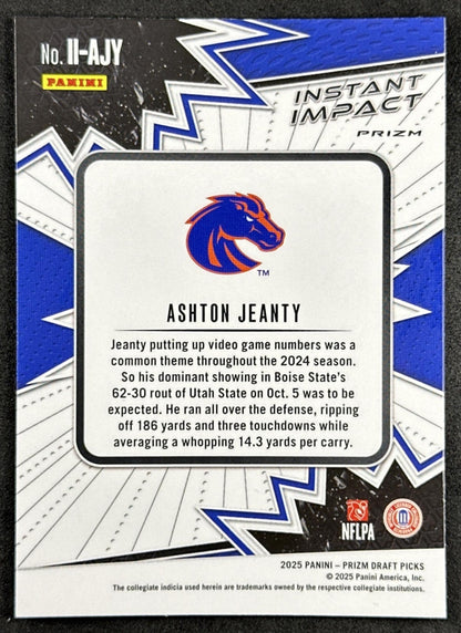 Ashton Jeanty 2025 Panini Prizm Draft Picks Instant Impact Red Ice Broncos Raiders back