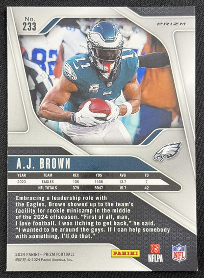 A.J. Brown 2024 Panini Prizm Green Wave Eagles Sports Trading Card