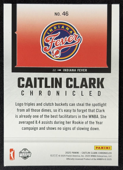 Caitlin Clark 2025 Panini Chronicled WNBA Red Cracked Ice Fever 46