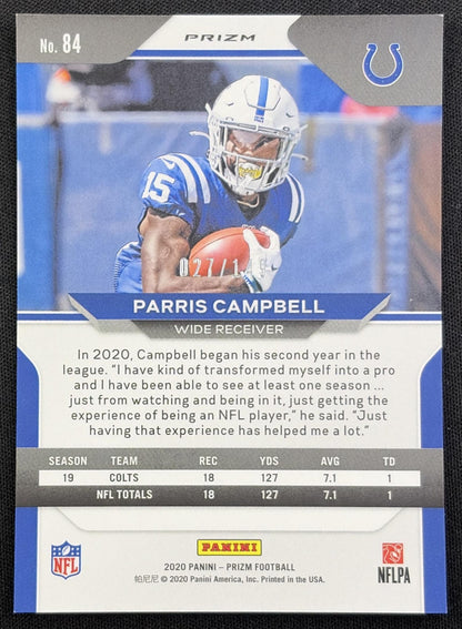 Parris Campbell 2020 Panini Prizm Red Wave /149 Colts