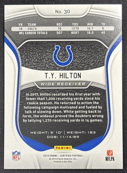 T.Y. Hilton 2019 Panini Certified Mirror /450 Colts