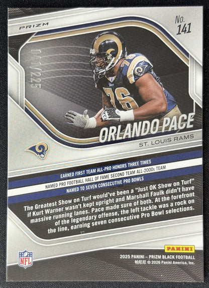 Orlando Pace 2025 Panini Prizm Black Football /225 Rams back