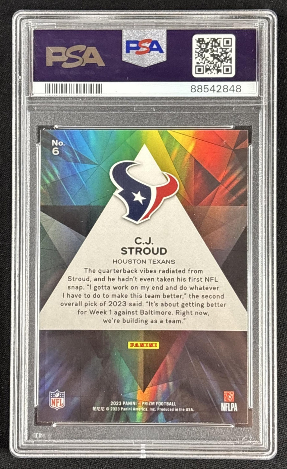 C.J. Stroud 2023 Panini Prizm Prizmatic PSA 10 Texans Sports Trading Cards