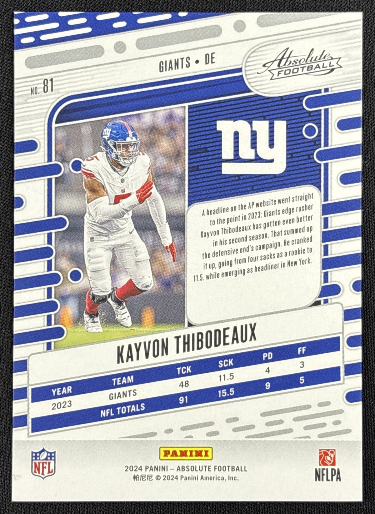 Kayvon Thibodeaux 2024 Panini Absolute Orange Mosaic /299 Giants