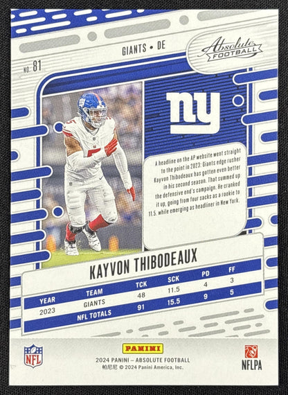 Kayvon Thibodeaux 2024 Panini Absolute Orange Mosaic /299 Giants