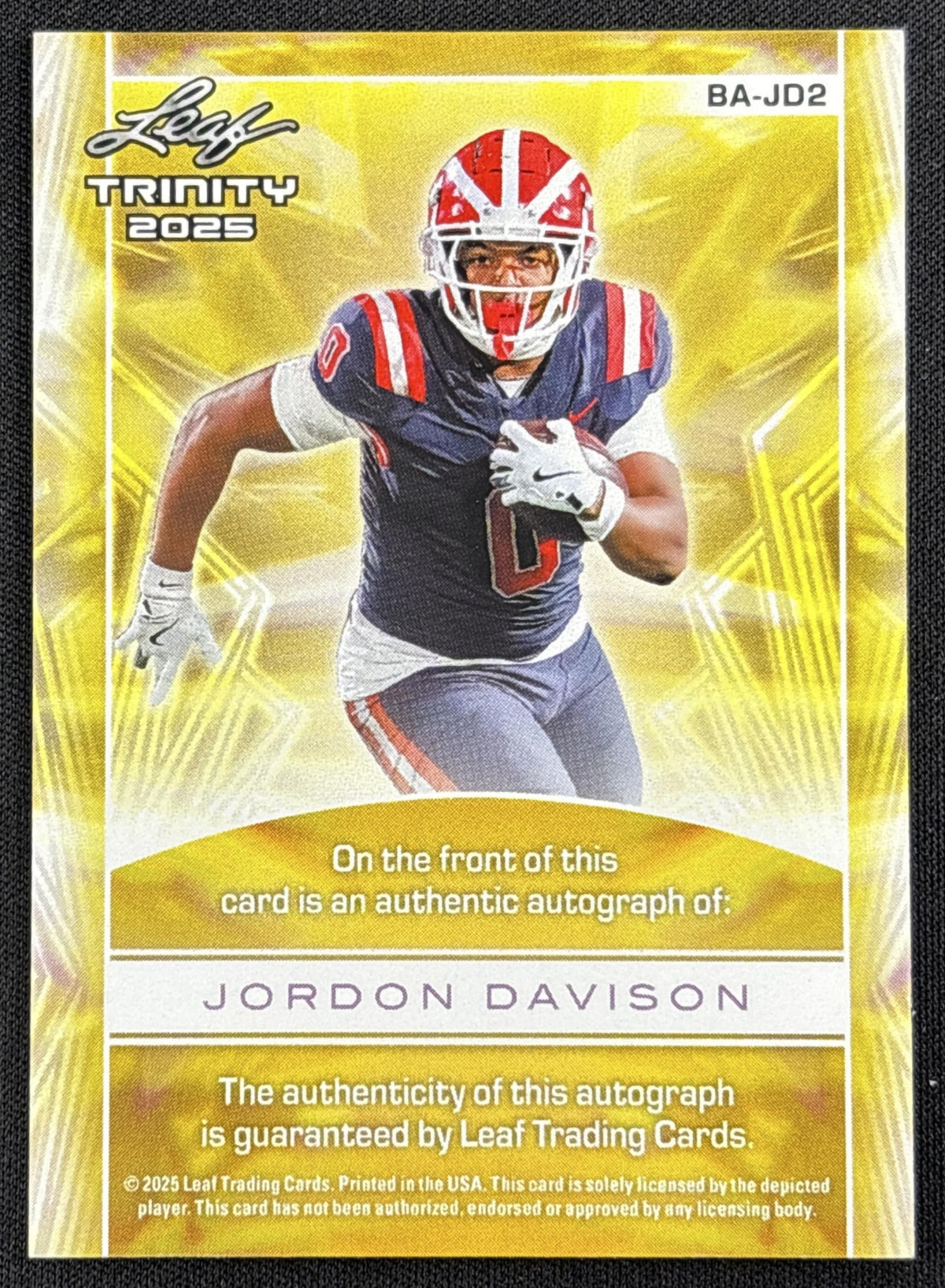 Jordon Davison 2025 Leaf Trinity Auto Black 1/1