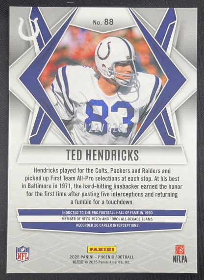 Ted Hendricks 2025 Panini Phoenix Lime Green Lava Prizm /225 Colts