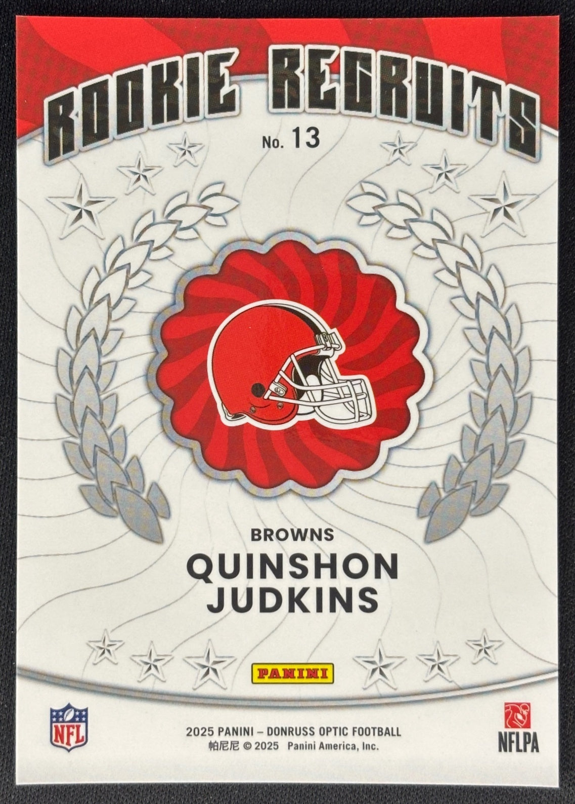 Quinshon Judkins 2025 Donruss Optic Rookie Recruits Browns Sports Trading Cards