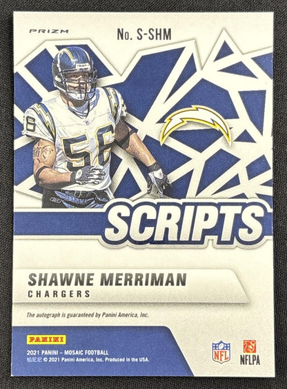 Shawne Merriman 2021 Panini Mosaic Scripts Chargers Sports Trading Card
