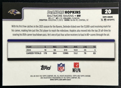 DeAndre Hopkins 2025 Topps Chrome Ravens Sports Trading Cards