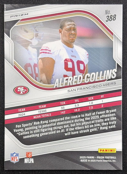 Alfred Collins 2025 Panini Prizm Lazer 49ers
