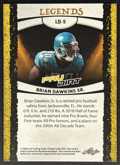 Brian Dawkins Sr. 2026 Leaf Paydirt Legends Platinum /7 back