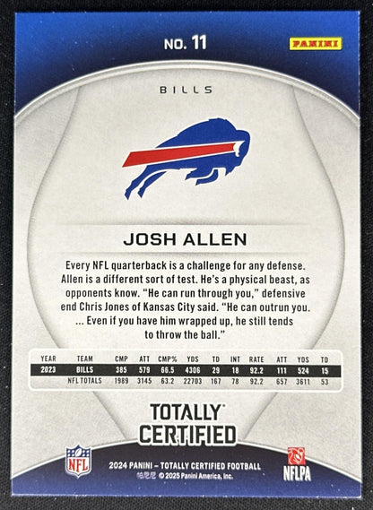 Josh Allen 2024 Panini Totally Certified Mirror Bills back