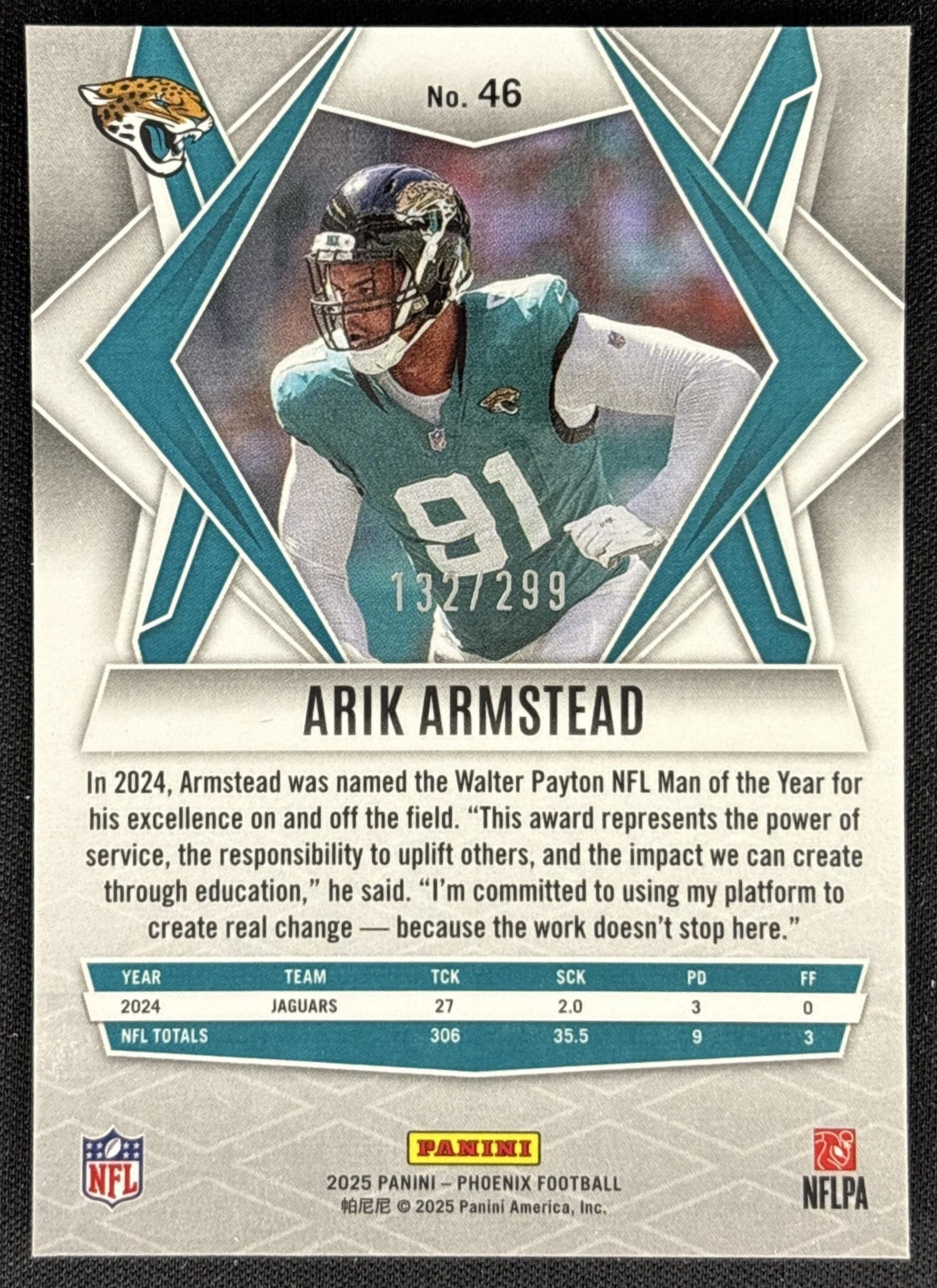 Arik Armstead 2025 Panini Phoenix Pink Winter Prizm /299 Jaguars