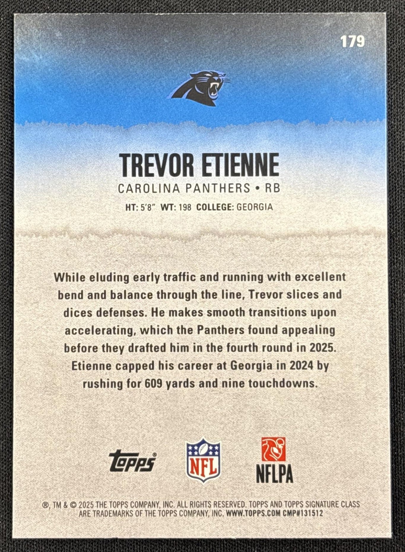 Trevor Etienne 2025 Topps Signature Class Rookie Silver Foil /275 Panthers