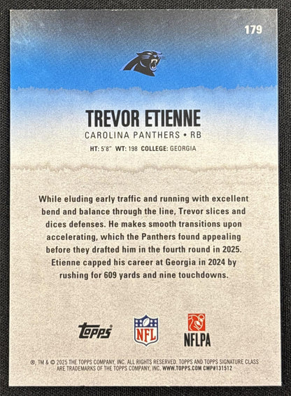 Trevor Etienne 2025 Topps Signature Class Rookie Silver Foil /275 Panthers