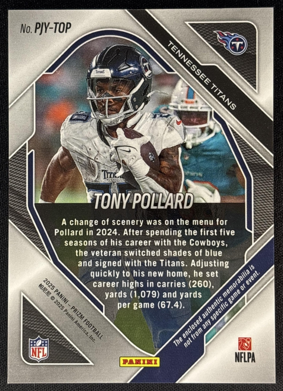 Tony Pollard 2025 Panini Prizm Premier Jerseys