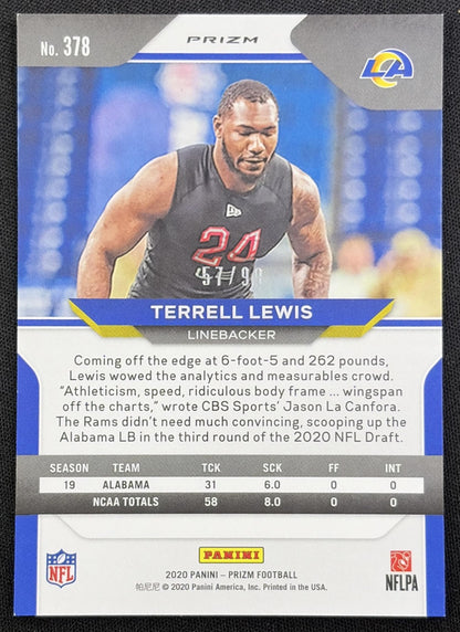 Terrell Lewis 2020 Panini Prizm Blue Ice /99 Rams