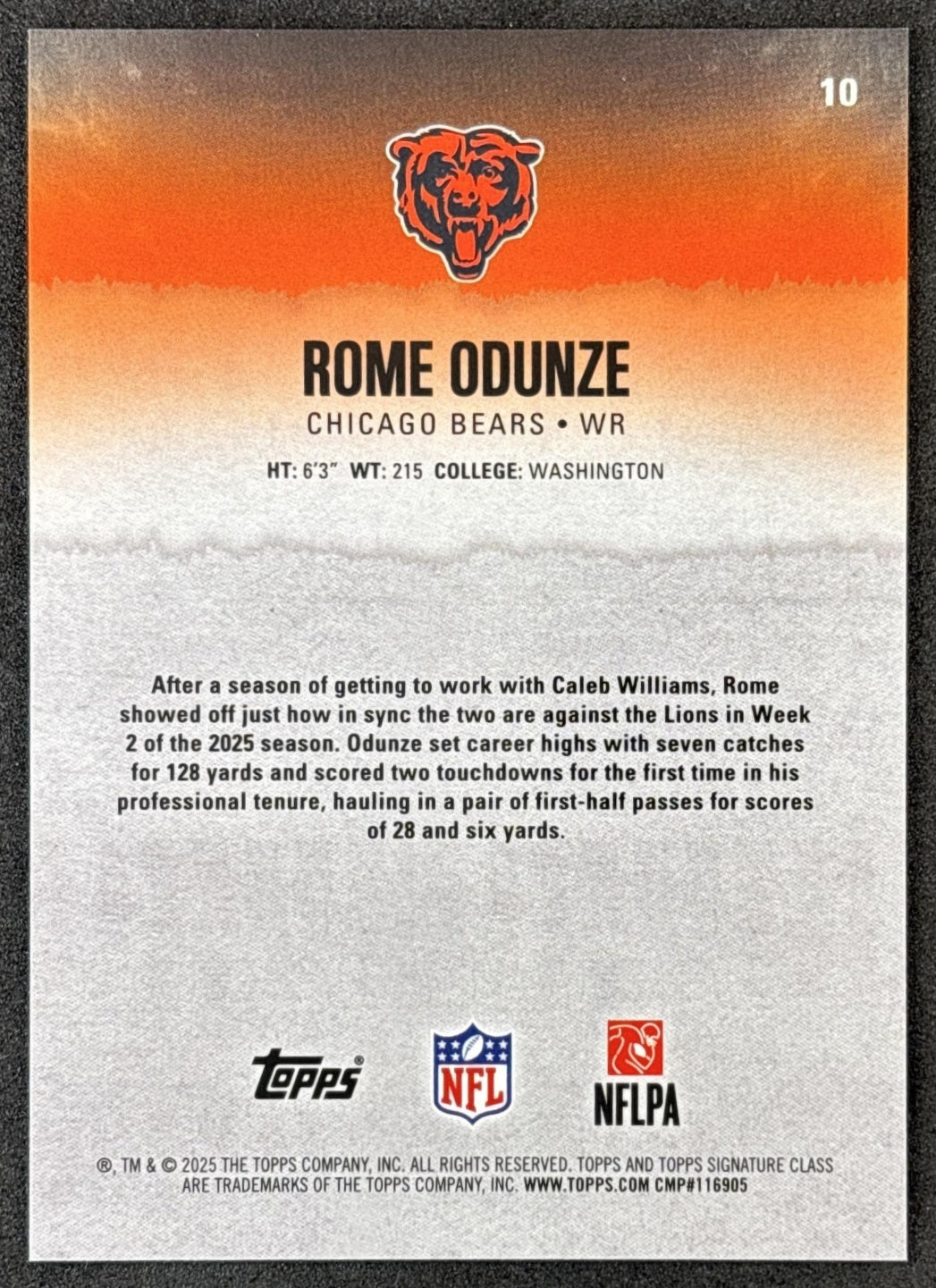 Rome Odunze 2025 Topps Signature Class Chrome Veteran Red Refractor /25 Bears